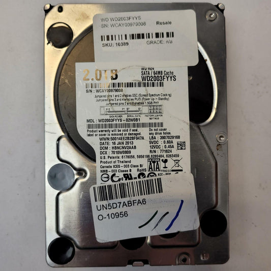 Western Digital WD2003FYYS 2TB 3.5" SATA Internal HDD | Grade A | 10389