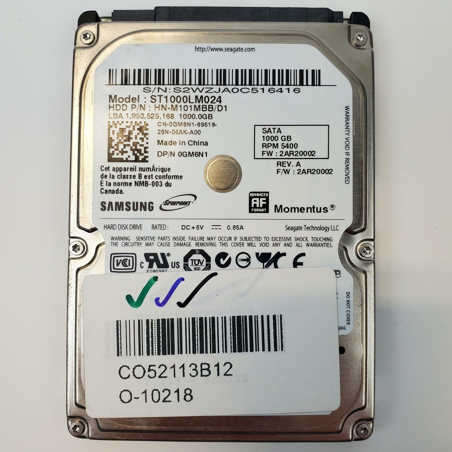 SAMSUNG ST1000LM024 1TB 2.5" SATA Internal HDD | Grade A