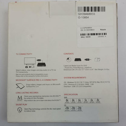 LG GP60NB50 USB Wired Slim Portable DVD Writer | Grade A