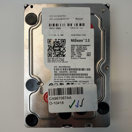 Western Digital WD40EFRX 4TB 3.5" SATA Internal HDD | Grade A | 10070