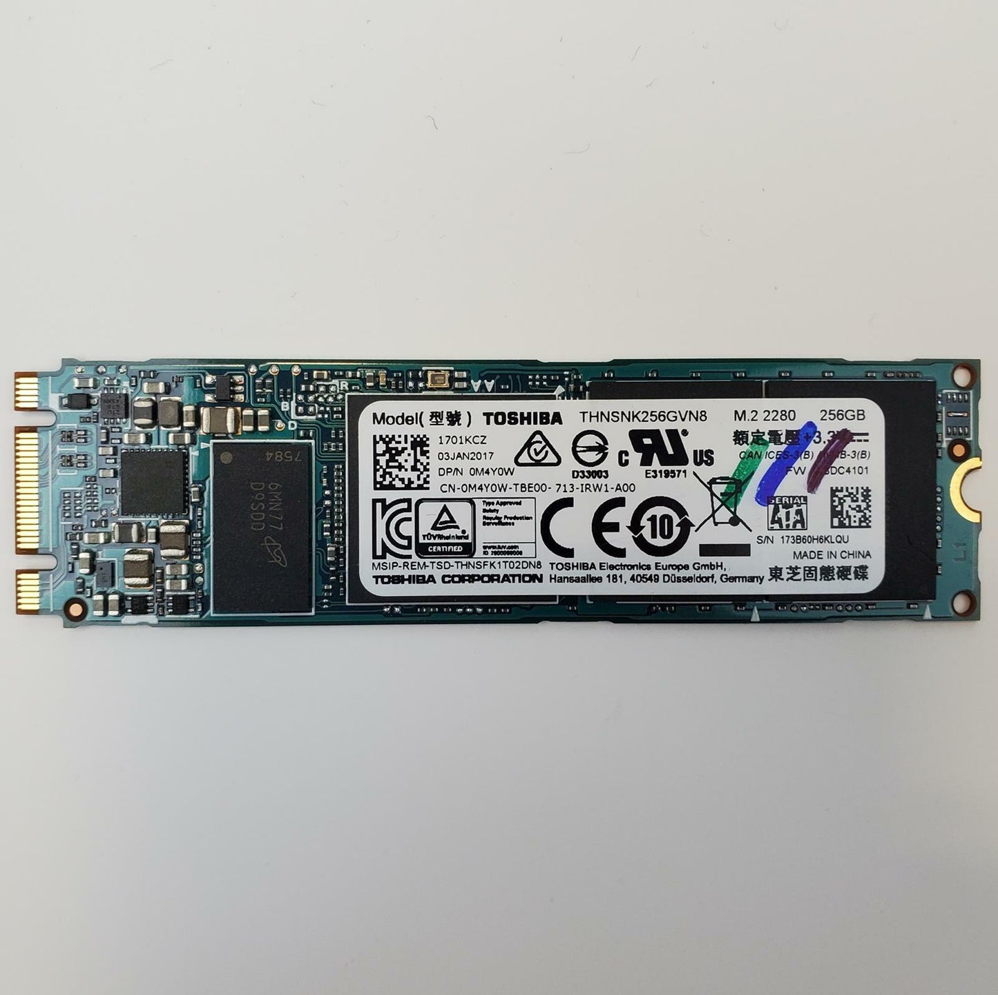 Toshiba THNSNK256GVN8 256GB 2280 Gen3 M.2 Internal SSD | Grade A