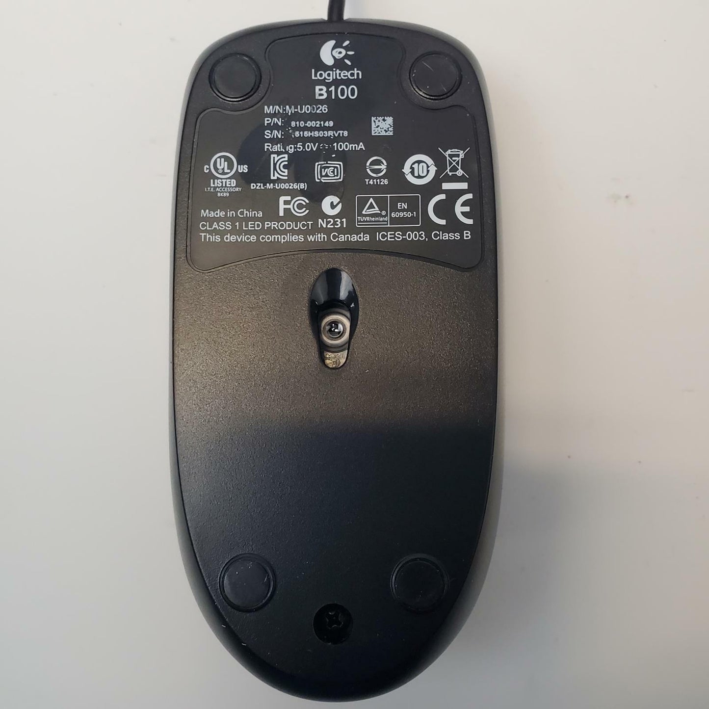 LOGITECH B100 USB Wired Mouse (Assorted Colors) | Grade A | 4624