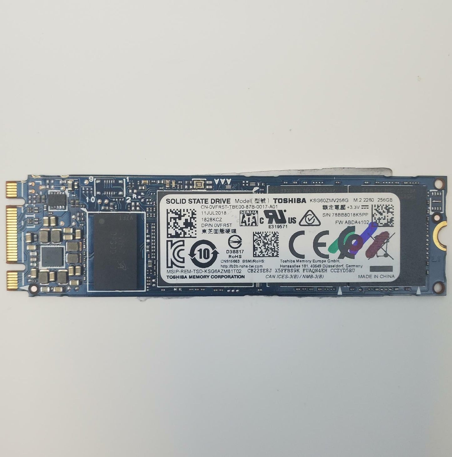 Toshiba KBG60ZMV256G 256GB 2280 Gen3 M.2 SSD | Grade A