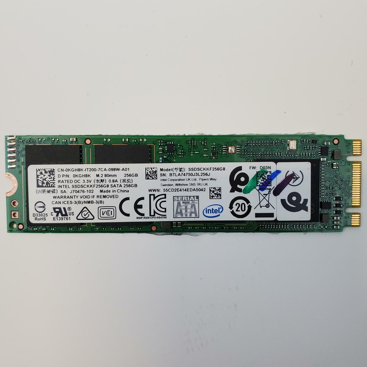 Intel SSDSCKKF256G8 256GB 2280 Gen3 M.2 SSD | Grade A