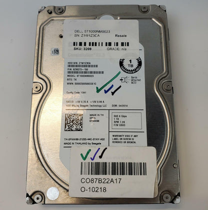 Dell ST1000NM0023 1TB 3.5" SAS Internal HDD | Grade A