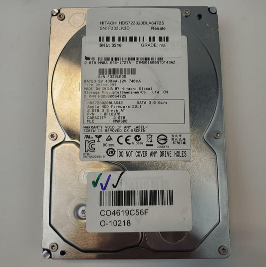 Hitachi HDS723020BLA6472S 2TB 3.5" SATA Internal HDD | Grade A