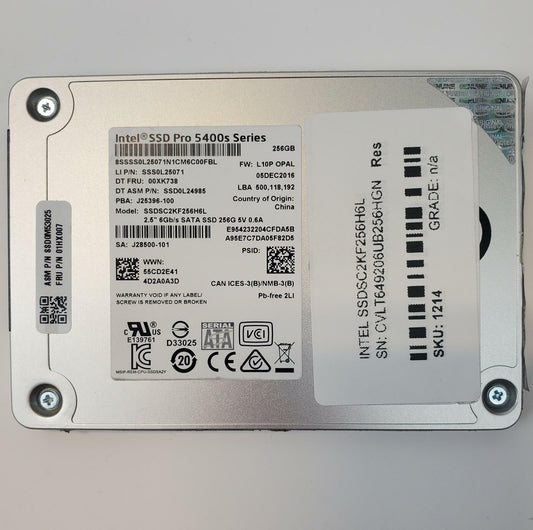 Intel SSDSC2KF256H6L 256GB 2.5" SATA Internal SSD | Grade A