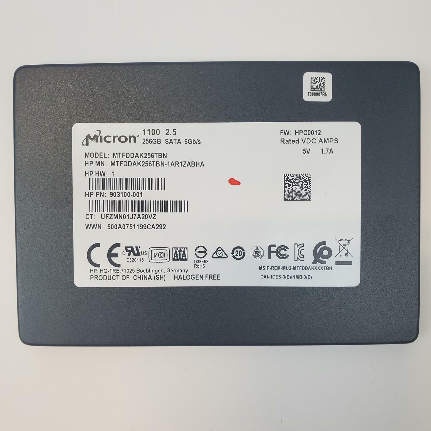 Micron MTFDDAK256TBN 256GB 2.5" SATA Internal SSD | Grade A | 7763