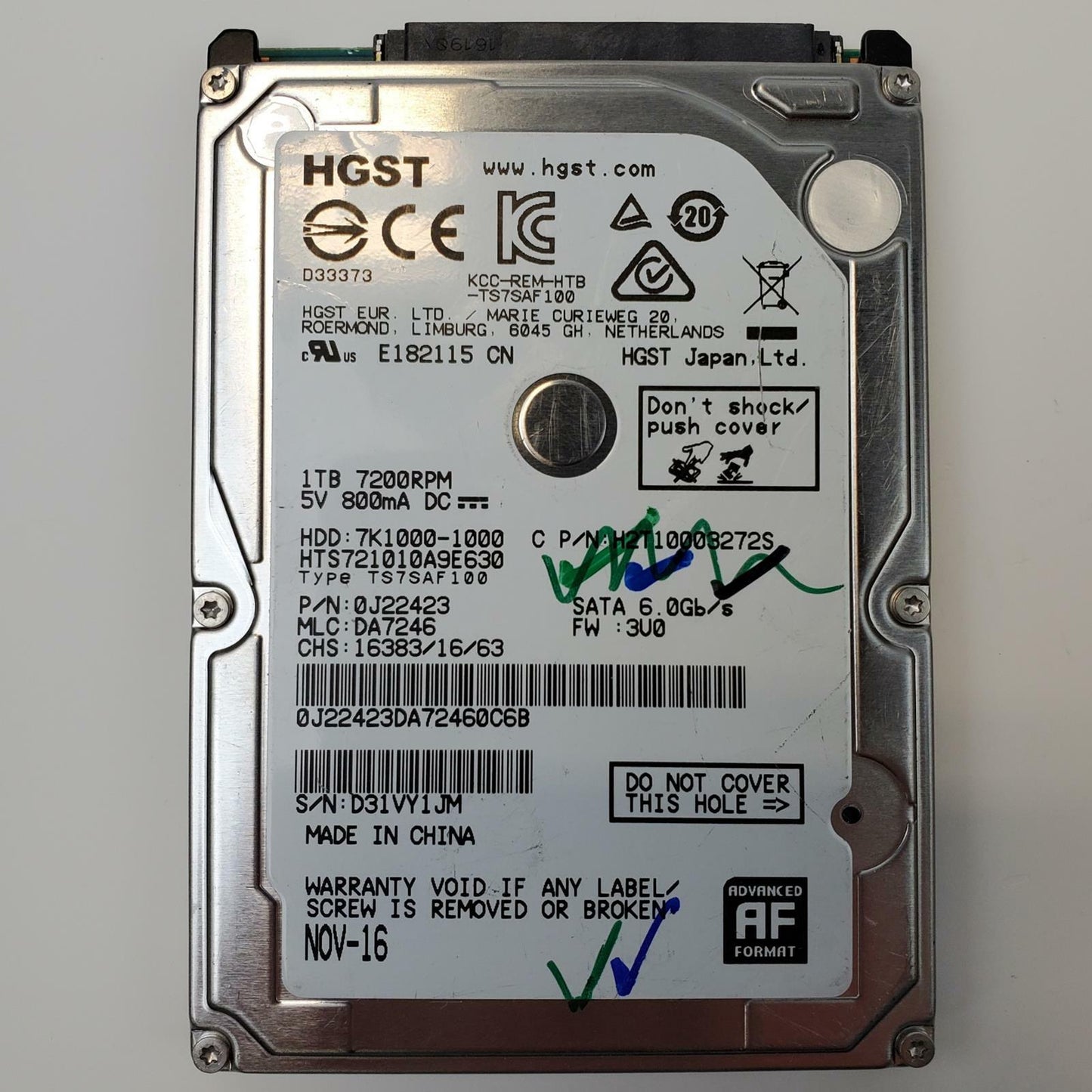 HGST HTS721010A9E630 1TB 2.5" SATA Internal HDD | Grade A