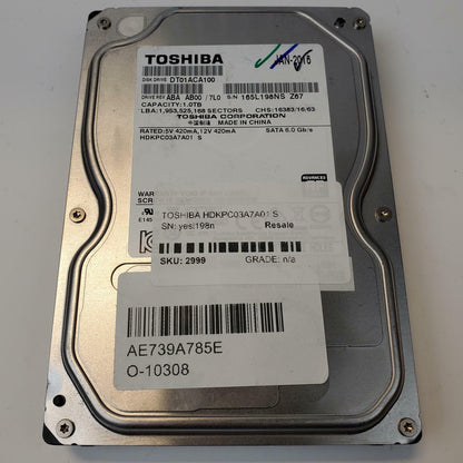 Toshiba HDKPC03A7A01 S 1TB 3.5" SATA Internal HDD | Grade A
