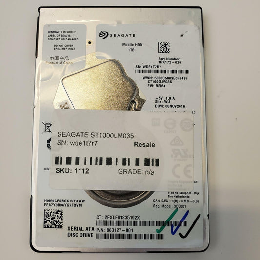 Seagate ST1000LM035 1TB 2.5" SATA Internal HDD | Grade A