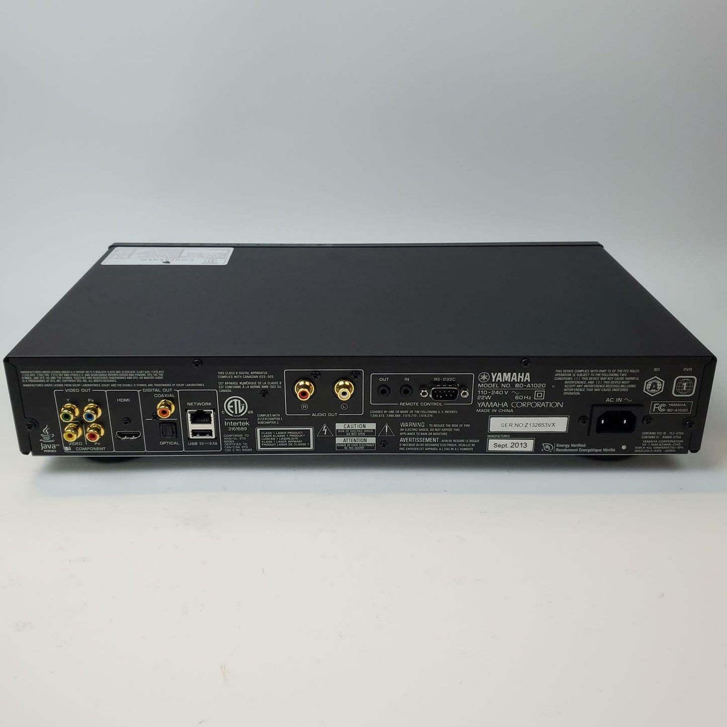 Yamaha BD-A1020 Blu-Ray/SA-CD Player w/ Remote | Grade D