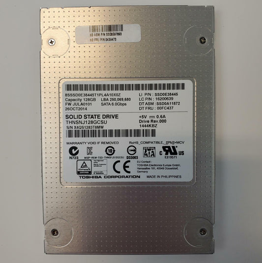 Toshiba THNSNJ128GCSU 128GB 2.5" SATA Internal SSD | Grade A | 8146