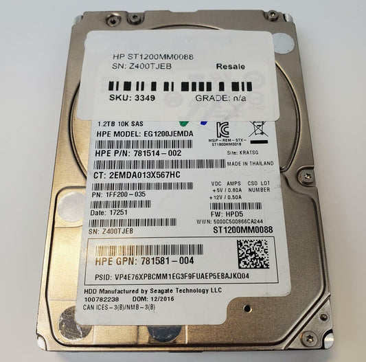HP ST1200MM0088 1.2TB 2.5" SAS Internal HDD | Grade A