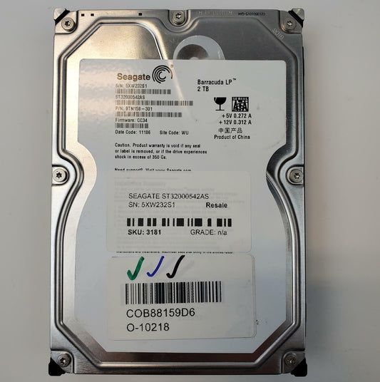 Seagate ST32000542AS 2TB 3.5" SATA Internal HDD | Grade A