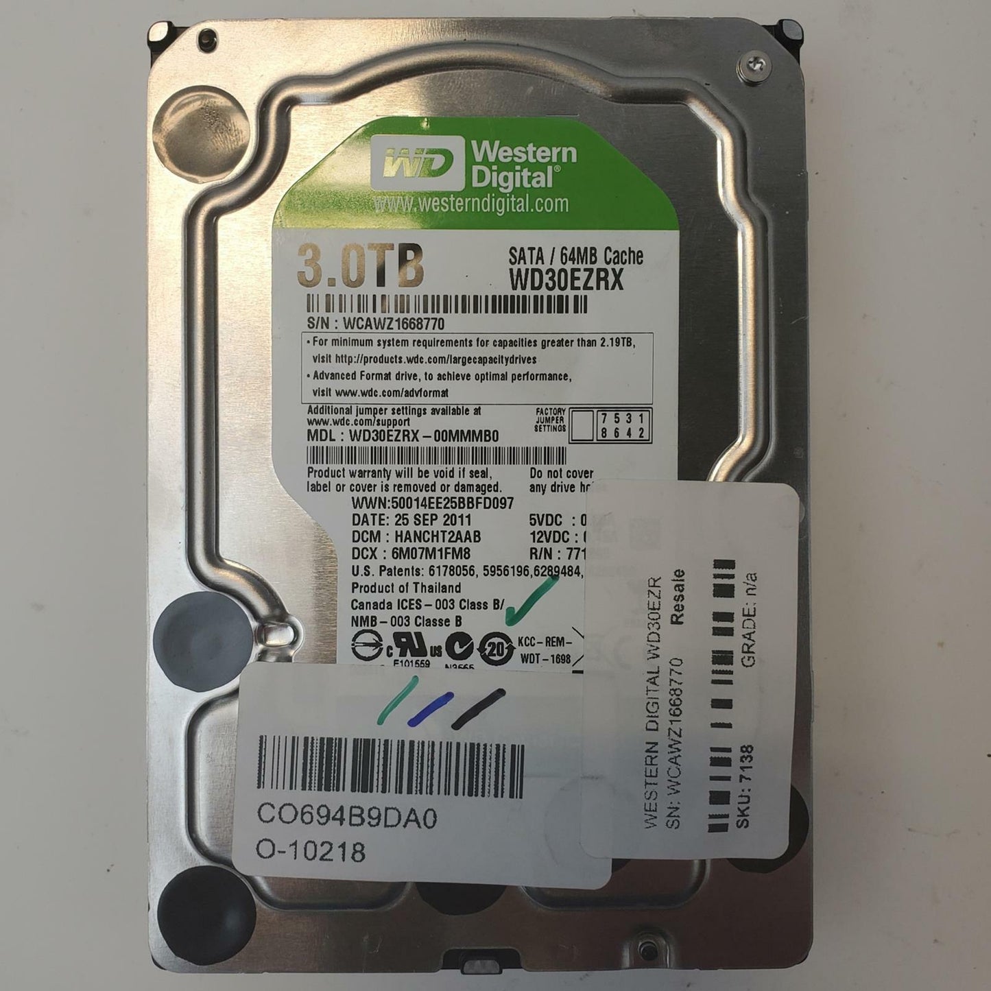WESTERN DIGITAL WD30EZRX 3TB 3.5" SATA Internal HDD | Grade A