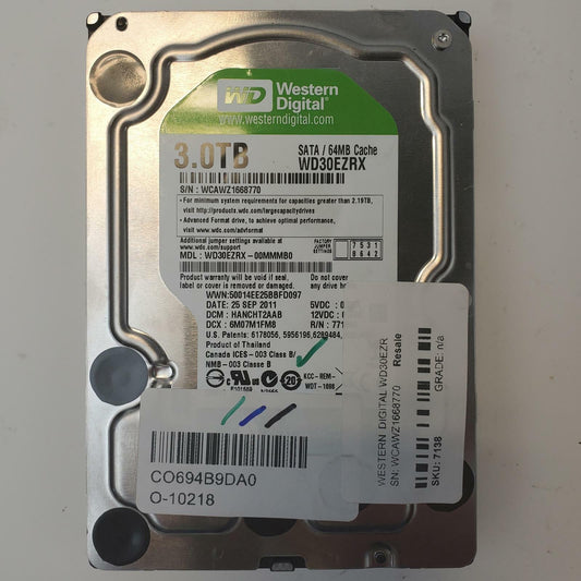 WESTERN DIGITAL WD30EZRX 3TB 3.5" SATA Internal HDD | Grade A