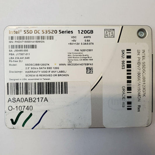 INTEL SSDSC2BB120G7K 120GB 2.5" SATA Internal SSD | Grade A | 9053