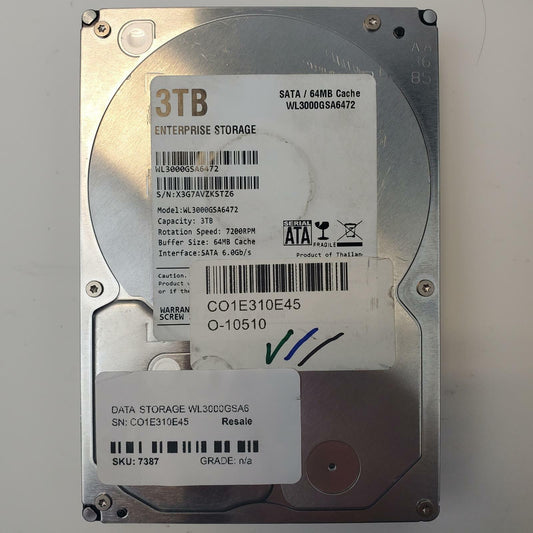 DATA STORAGE WL3000GSA6472 3TB 3.5" SATA Internal HDD | Grade B