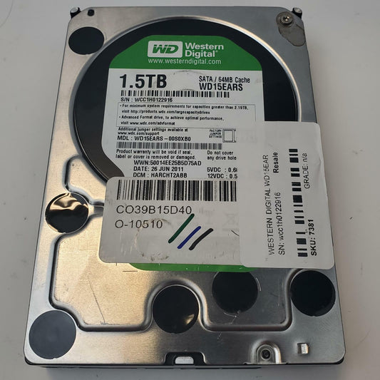 WESTERN DIGITAL WD15EARS 1.5TB 3.5" SATA Internal HDD | Grade B