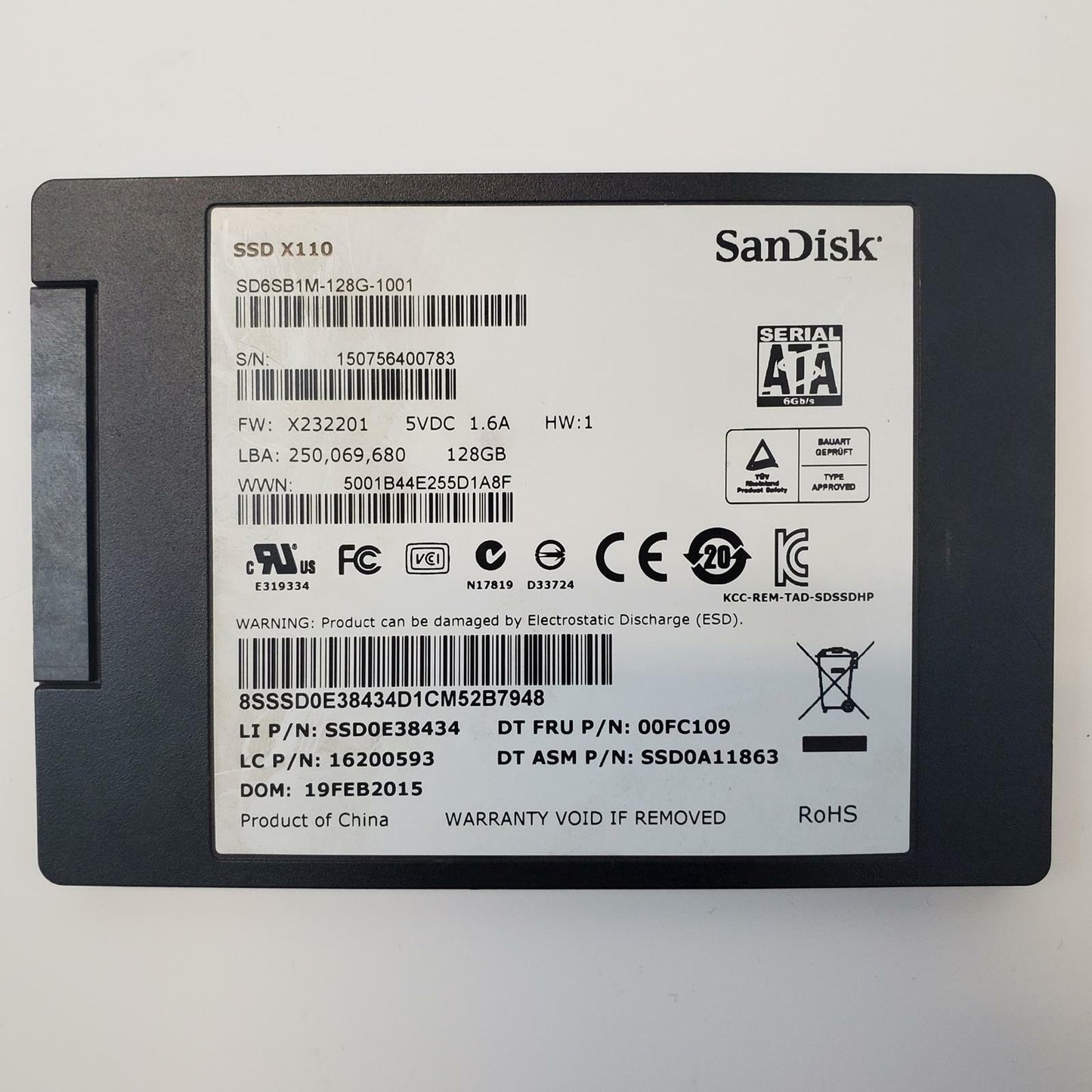 SanDisk SD6SB1M-128G-1001 128GB 2.5" SATA SSD | Grade B