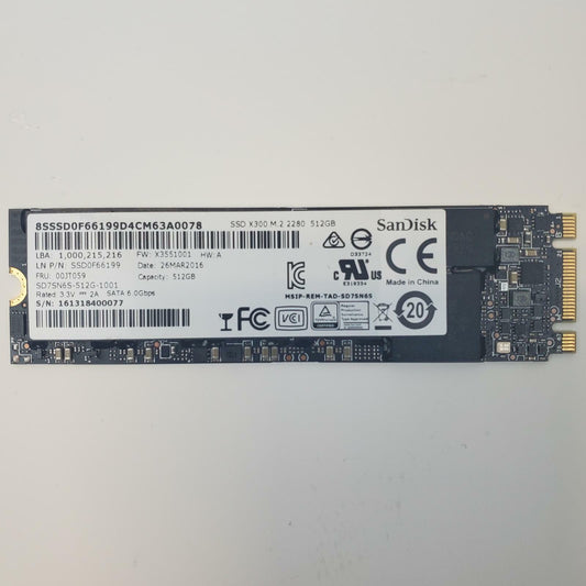 SanDisk SD7SN6S-512G-1001 512GB 2280 Gen3 M.2 SSD | Grade A
