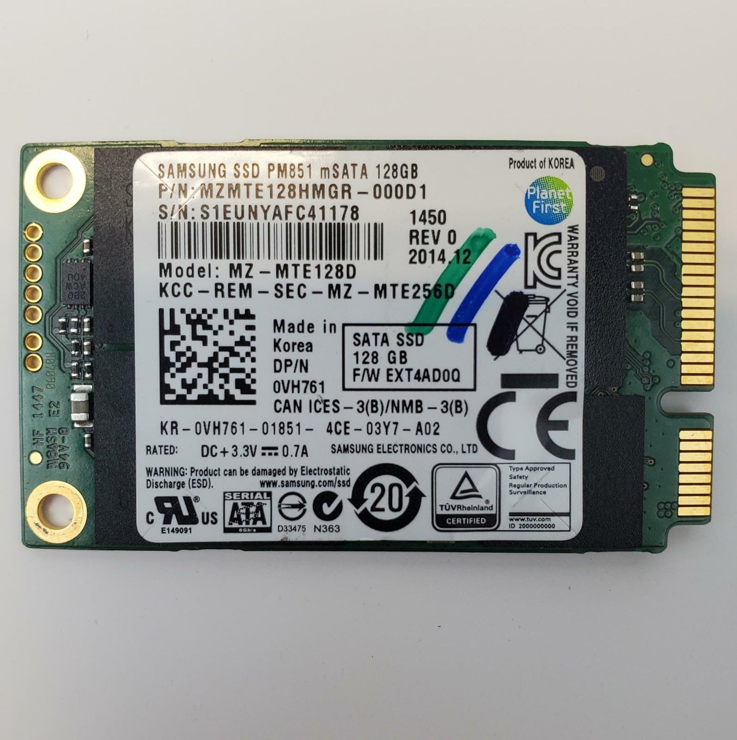 Samsung MZMTE128HMGR-000D1 128GB mSATA Internal SSD | Grade A