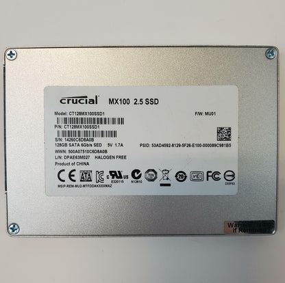 Crucial CT128MX100SSD1 128GB 2.5" SATA Internal SSD | Grade A