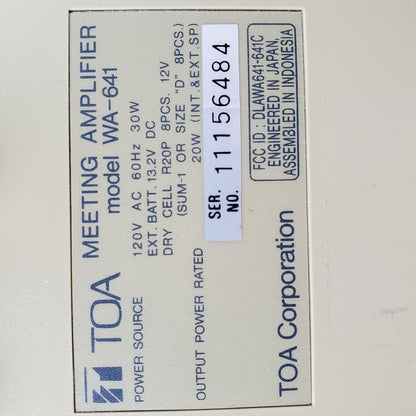 TOA Electronics WA-641 Portable Meeting Amplifier | Grade B