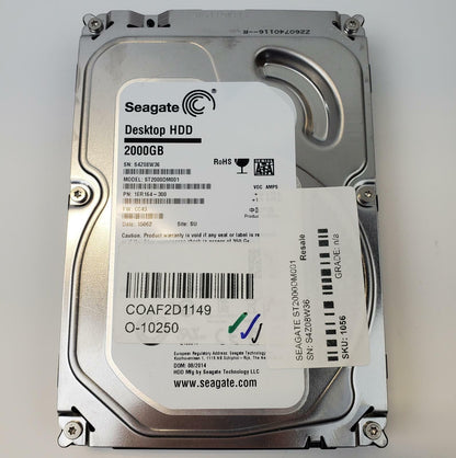 Seagate ST2000DM001 2TB 3.5" SATA Internal HDD | Grade A