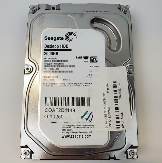 Seagate ST2000DM001 2TB 3.5" SATA Internal HDD | Grade A