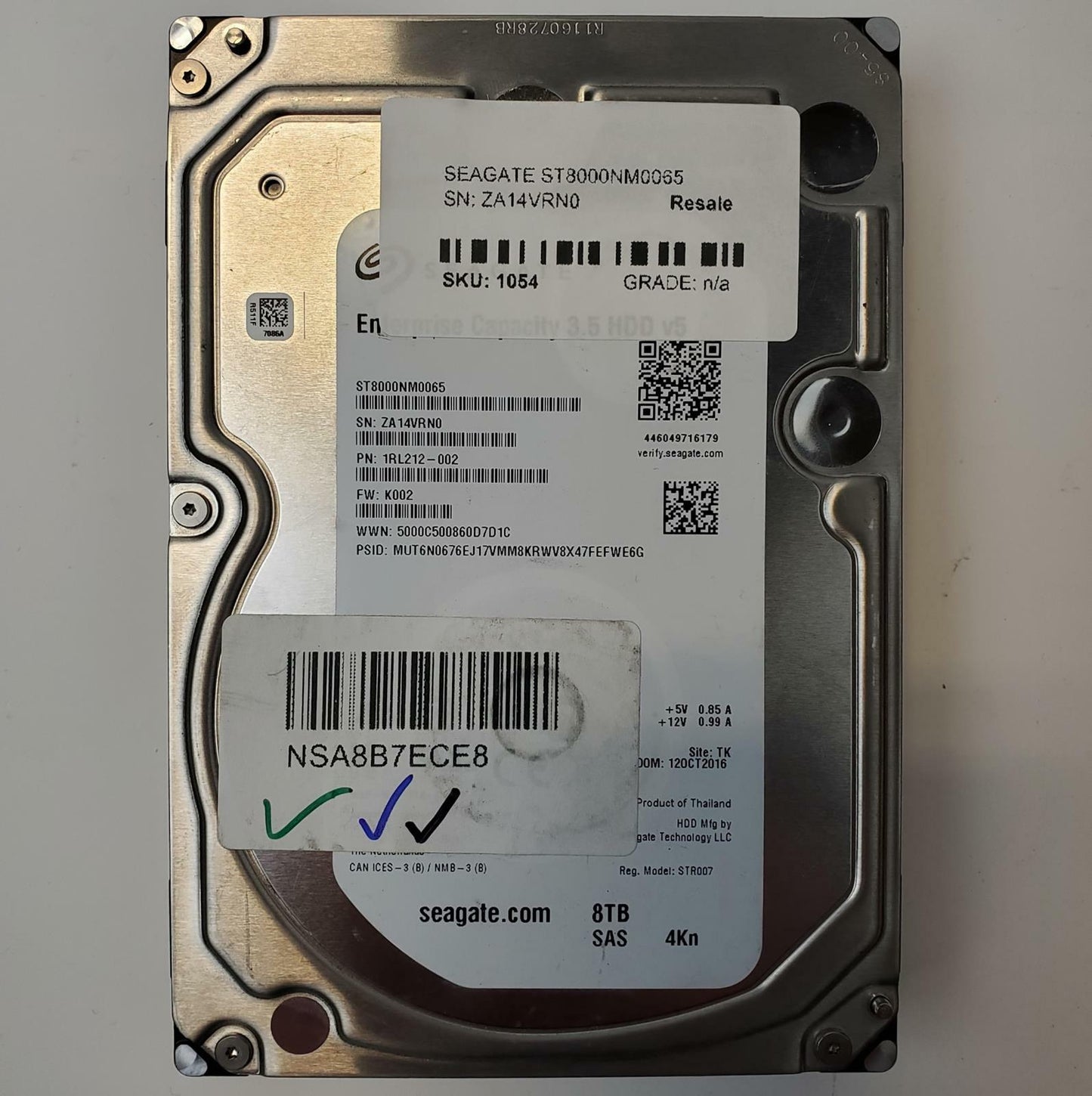 Seagate ST8000NM0065 8TB 3.5" SAS Internal HDD | Grade A