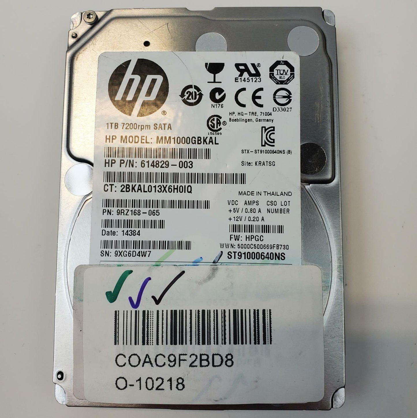 HP MM1000GBKAL 1TB 2.5" SATA Internal HDD | Grade A