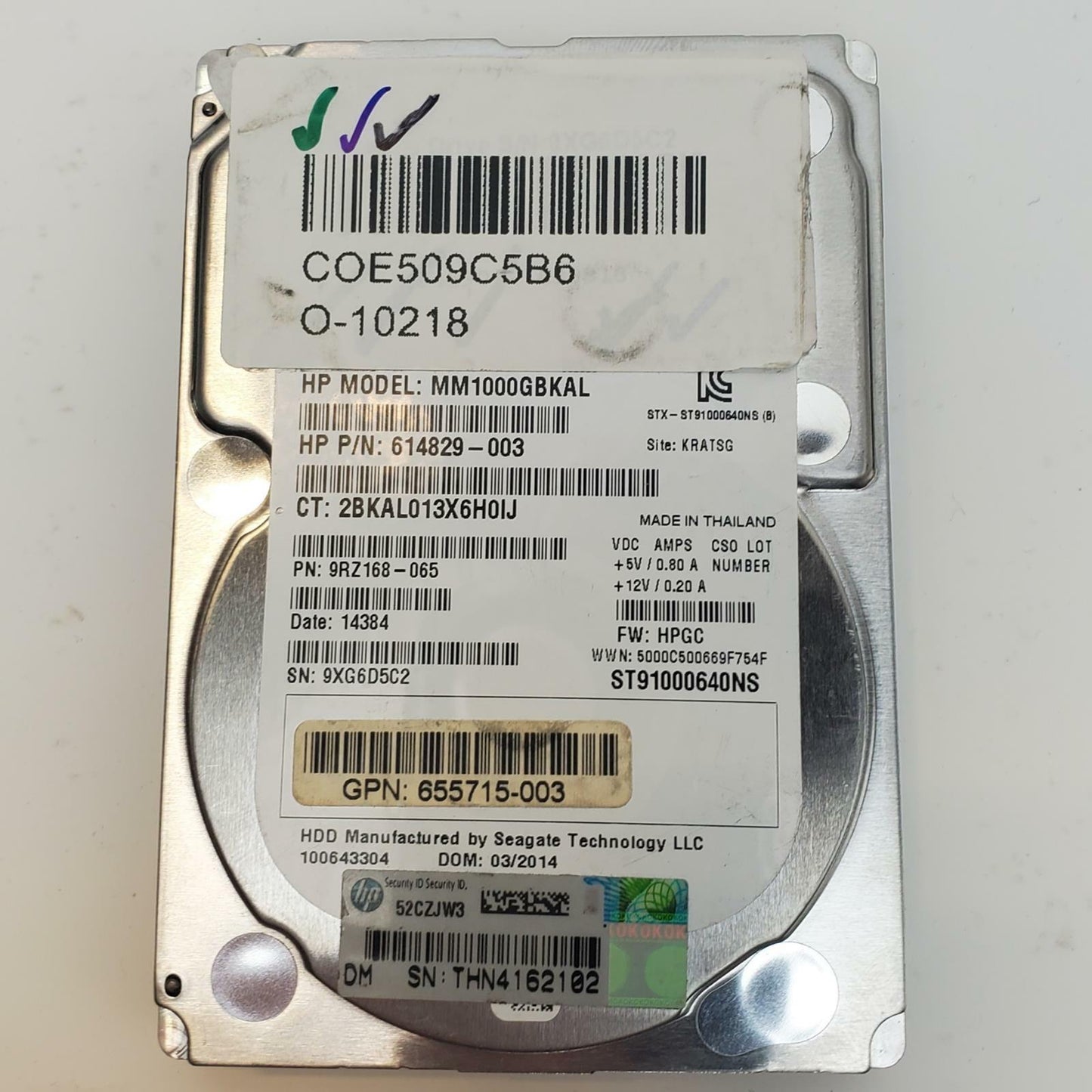HP ST91000640NS 1TB 2.5" SATA Internal HDD | Grade A