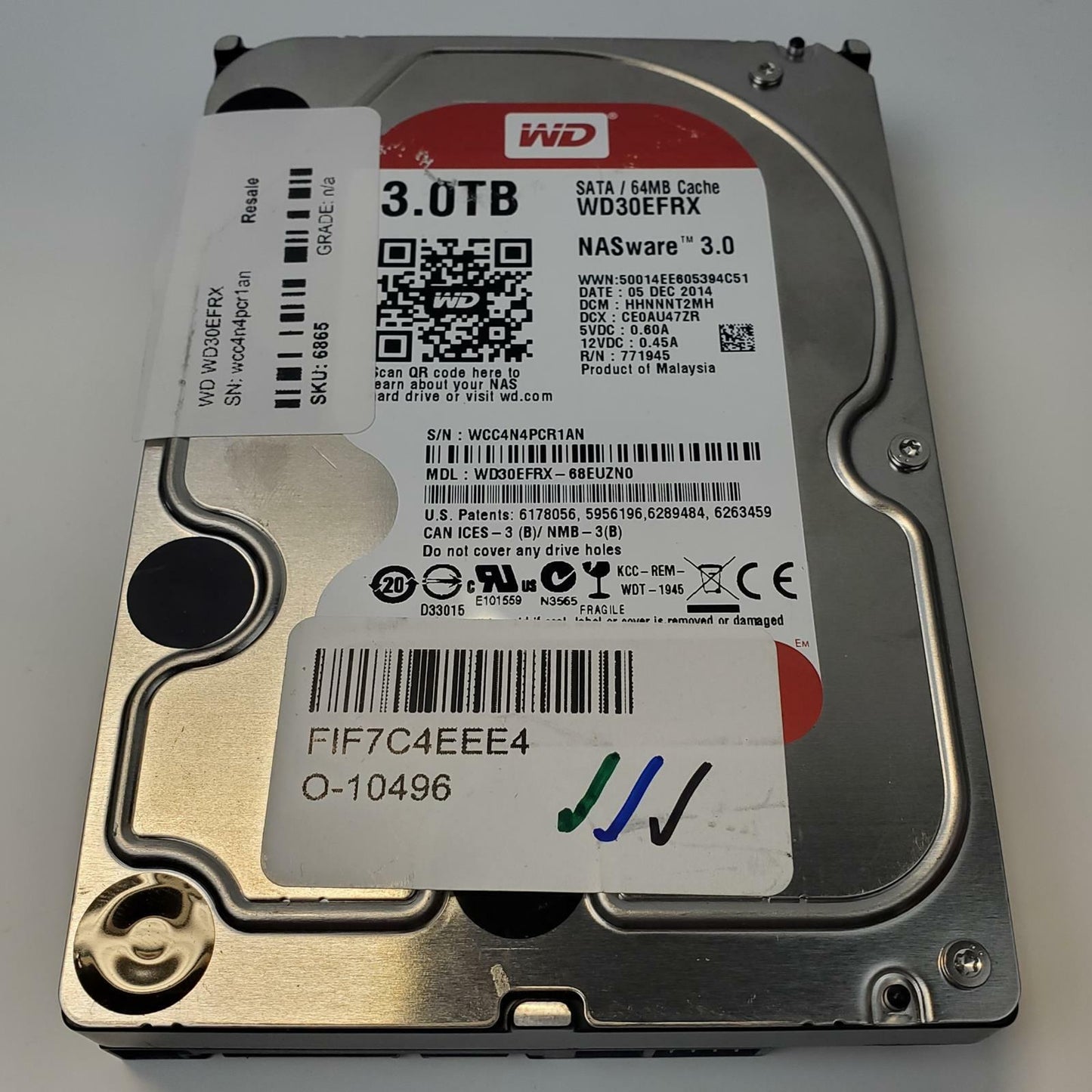 Western Digital WD30EFRX 3TB 3.5" SATA Internal HDD | Grade A