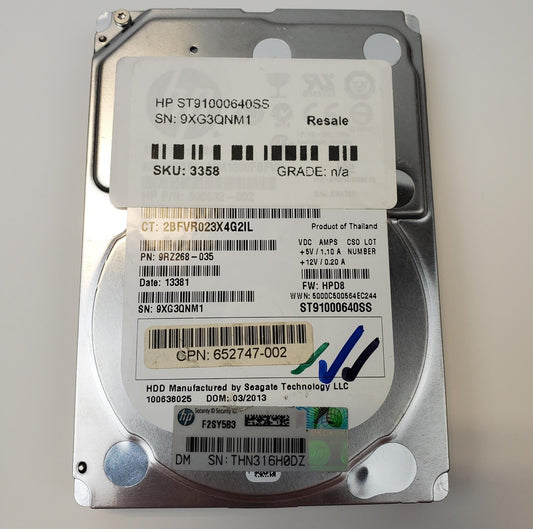 HP ST91000640SS 1TB 2.5" SAS Internal HDD | Grade A