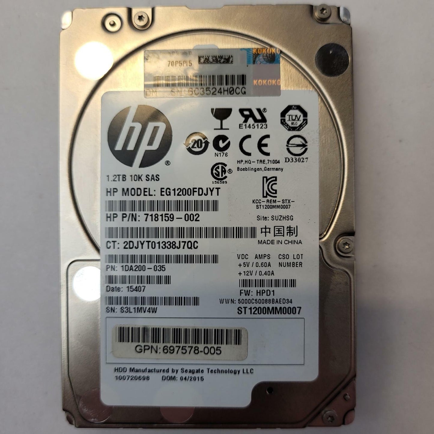 HP EG1200FDJYT 1.2TB 2.5" SAS Internal HDD | Grade A