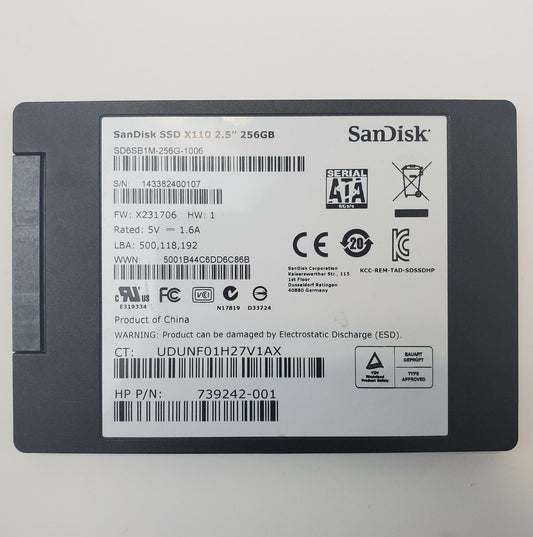 SanDisk SD6SB1M-256G-1006 256GB 2.5" SATA Internal SSD | Grade A