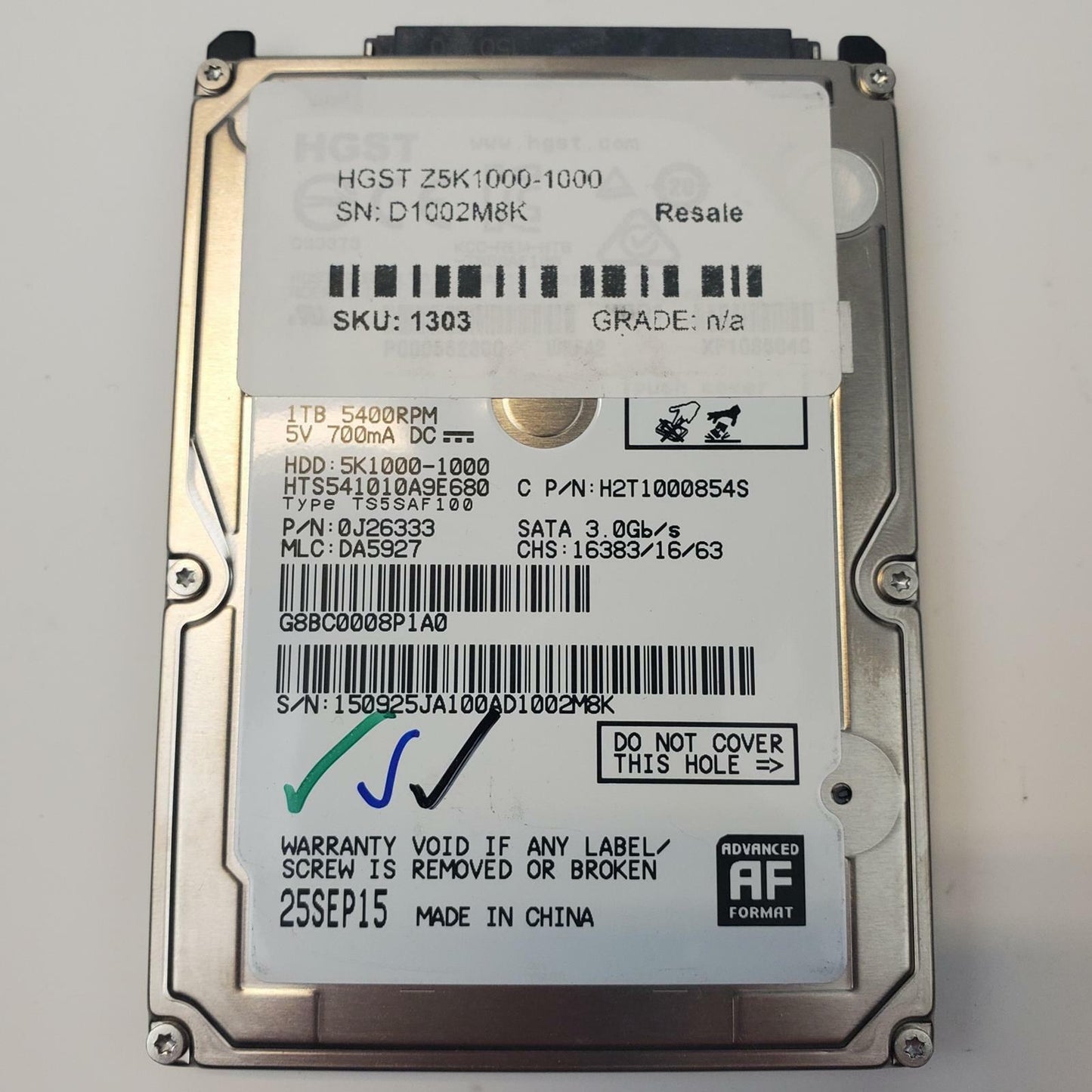 HGST Z5K1000-1000 1TB 2.5" SATA Internal HDD | Grade A