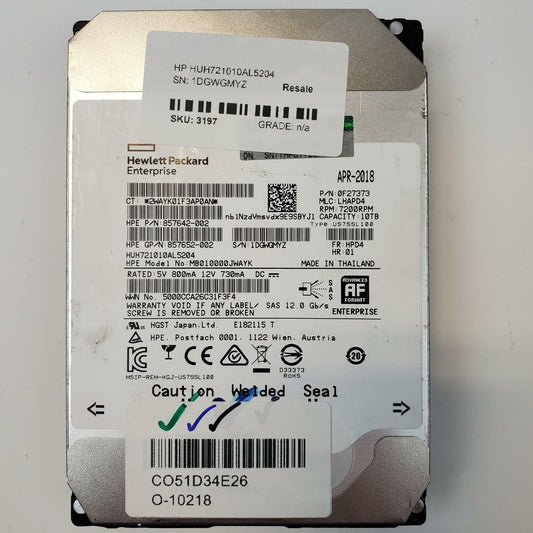 HP HUH721010AL5204 10TB 3.5" SAS Internal HDD | Grade A