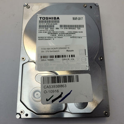 TOSHIBA HDKPC09A0A01S 2TB 3.5" SATA Internal HDD | Grade A