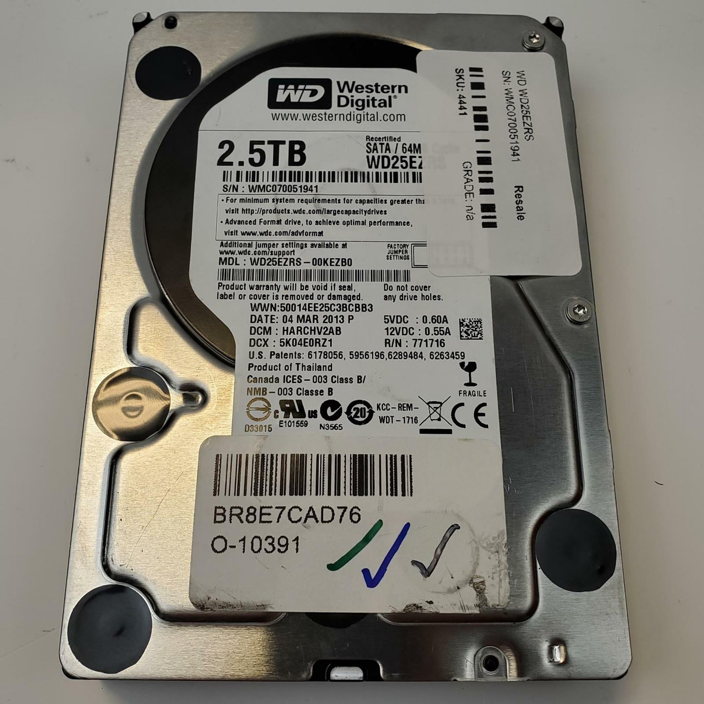 Western Digital WD25EZRS 2.5TB 3.5" SATA HDD | Grade A