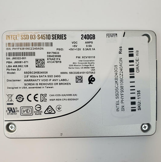 Intel SSDSC2KB240G8 240GB 2.5" SATA Internal SSD | Grade A | 9427