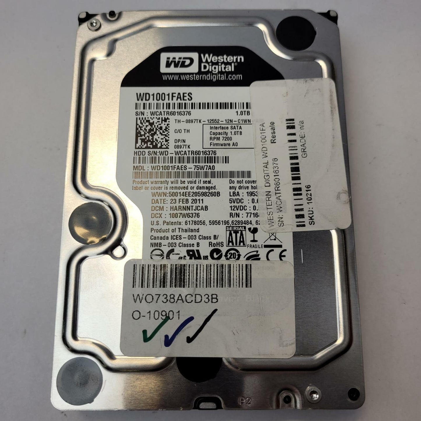 WESTERN DIGITAL WD1001FAES 1TB 3.5" SATA Internal HDD | Grade A