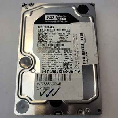 WESTERN DIGITAL WD1001FAES 1TB 3.5" SATA Internal HDD | Grade A