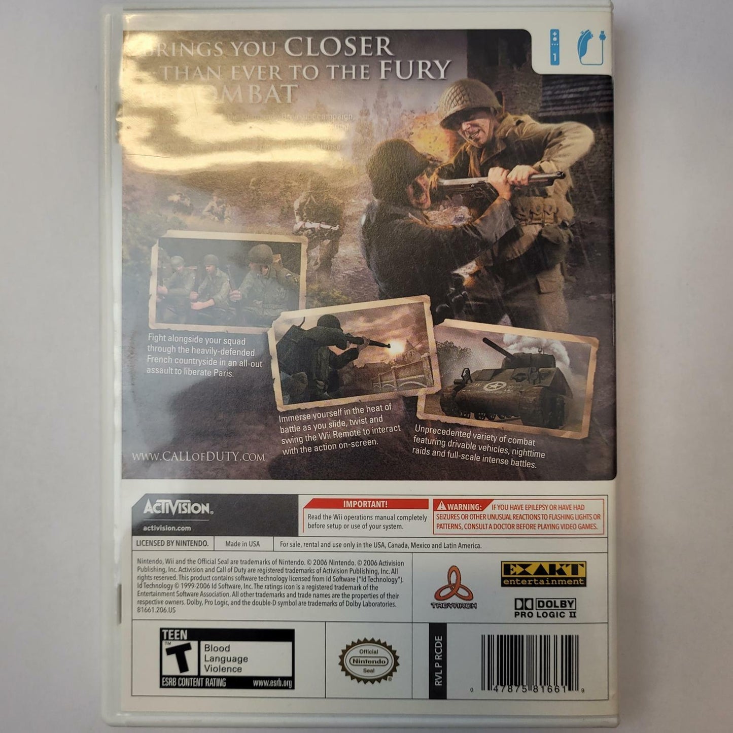 Nintendo Wii Game: Call of Duty III | Grade A