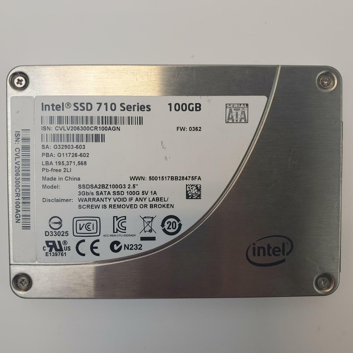 Intel SSDSABZ100G3 100GB 2.5" SATA Internal SSD | Grade A