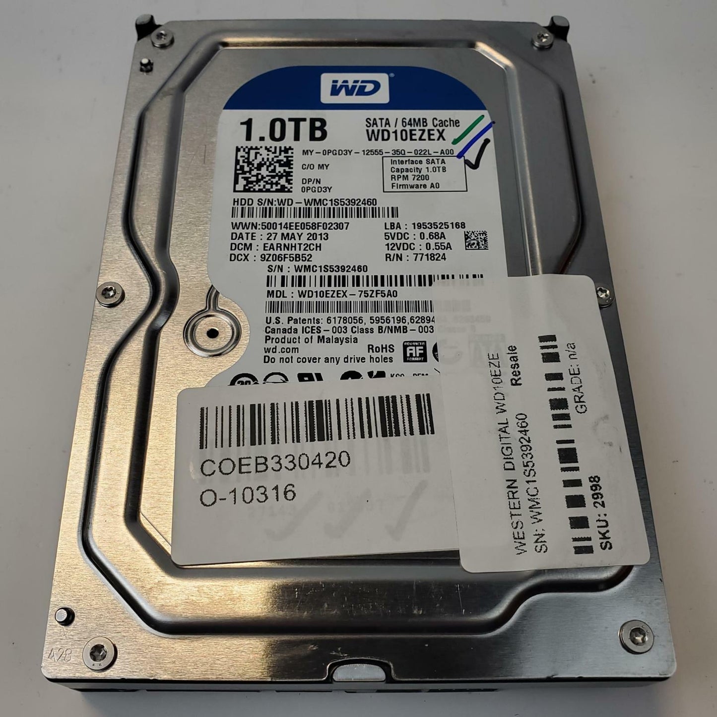Western Digital WD10EZEX-75ZF5A0 1TB 3.5" SATA Internal HDD | Grade A
