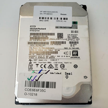 HP MB010000JWAYK 10TB 3.5" SAS Internal HDD | Grade A