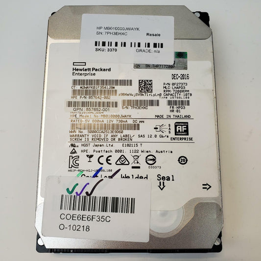 HP MB010000JWAYK 10TB 3.5" SAS Internal HDD | Grade A